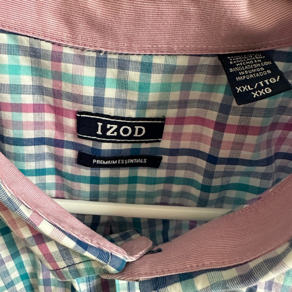 Izod Blue and Pink Casual Button Down Shirt